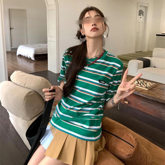 Miu Miu Strip Short Sleeve Shirt