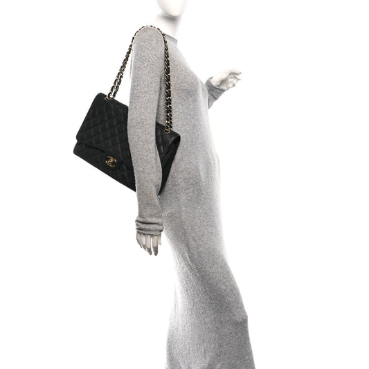 Caviar Quilted Maxi Double Flap Black