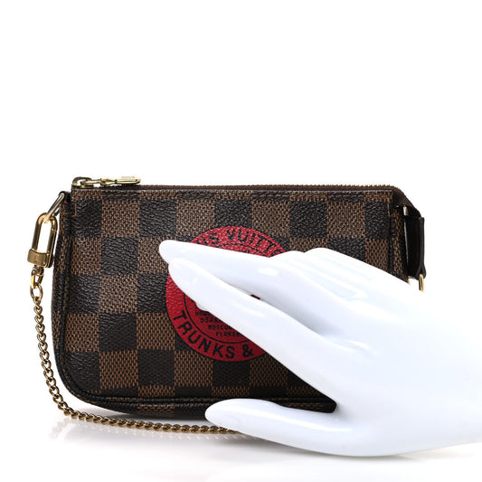 Damier Ebene Complice Trunks and Bags Mini Pochette Accessories Red