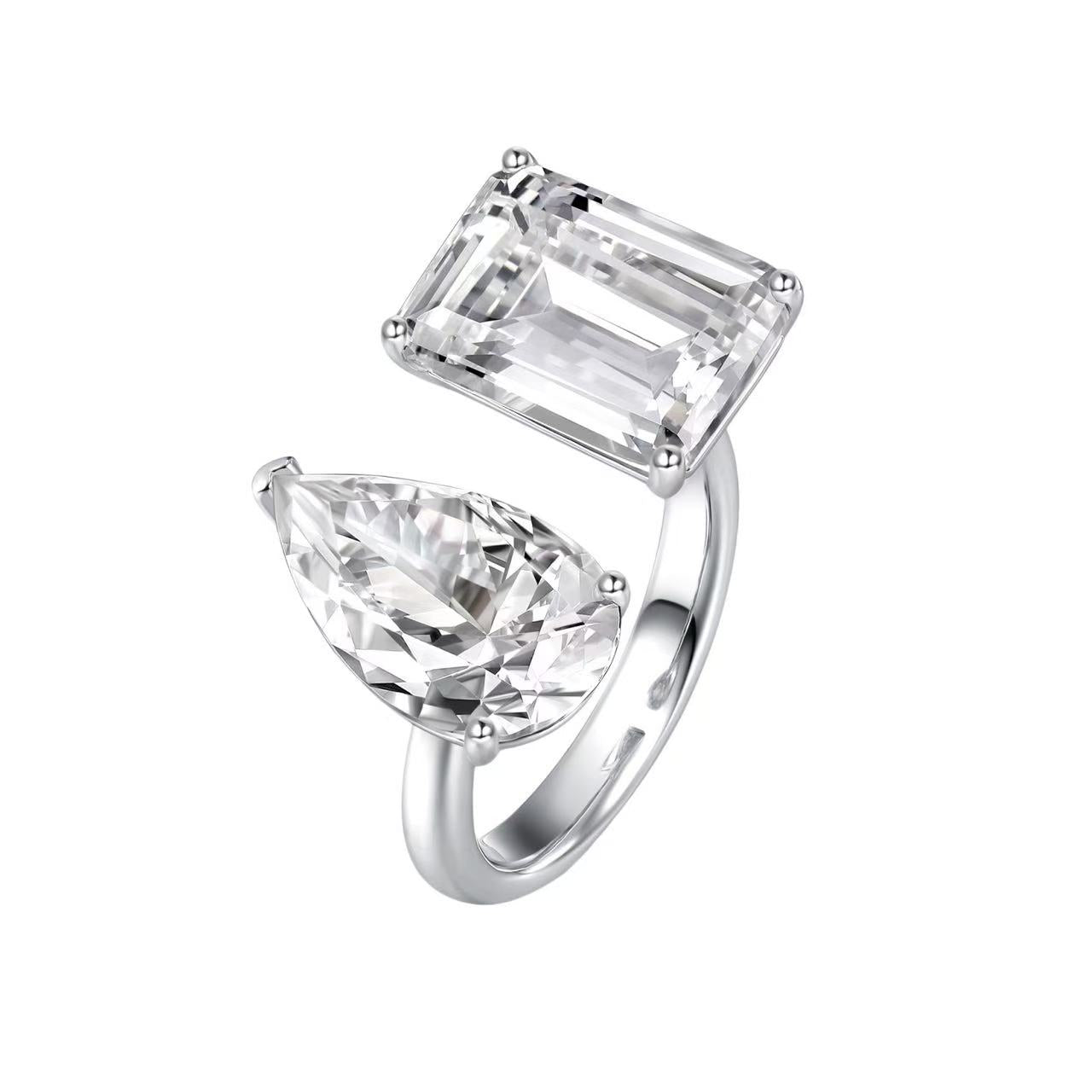Pear shape Dual Stone Moissanite Ring