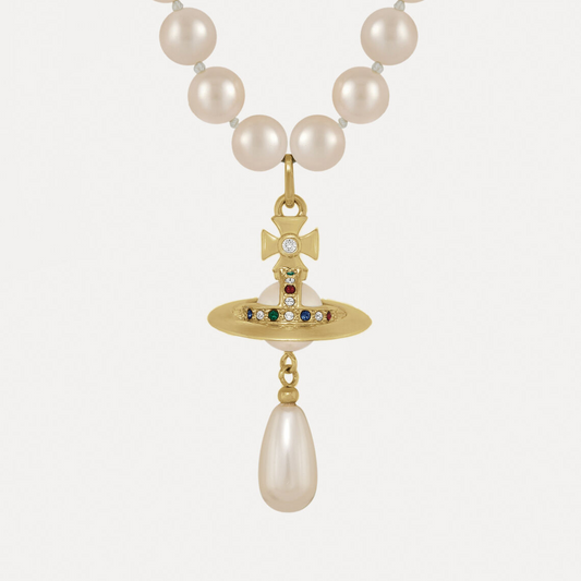 Vivienne Westwood One Row Pearl Drop Choker Necklace Earrings