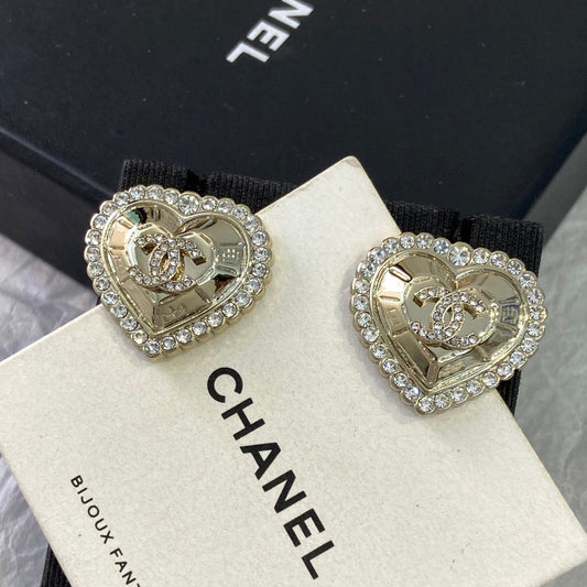Chanel Gold Heart Earrings