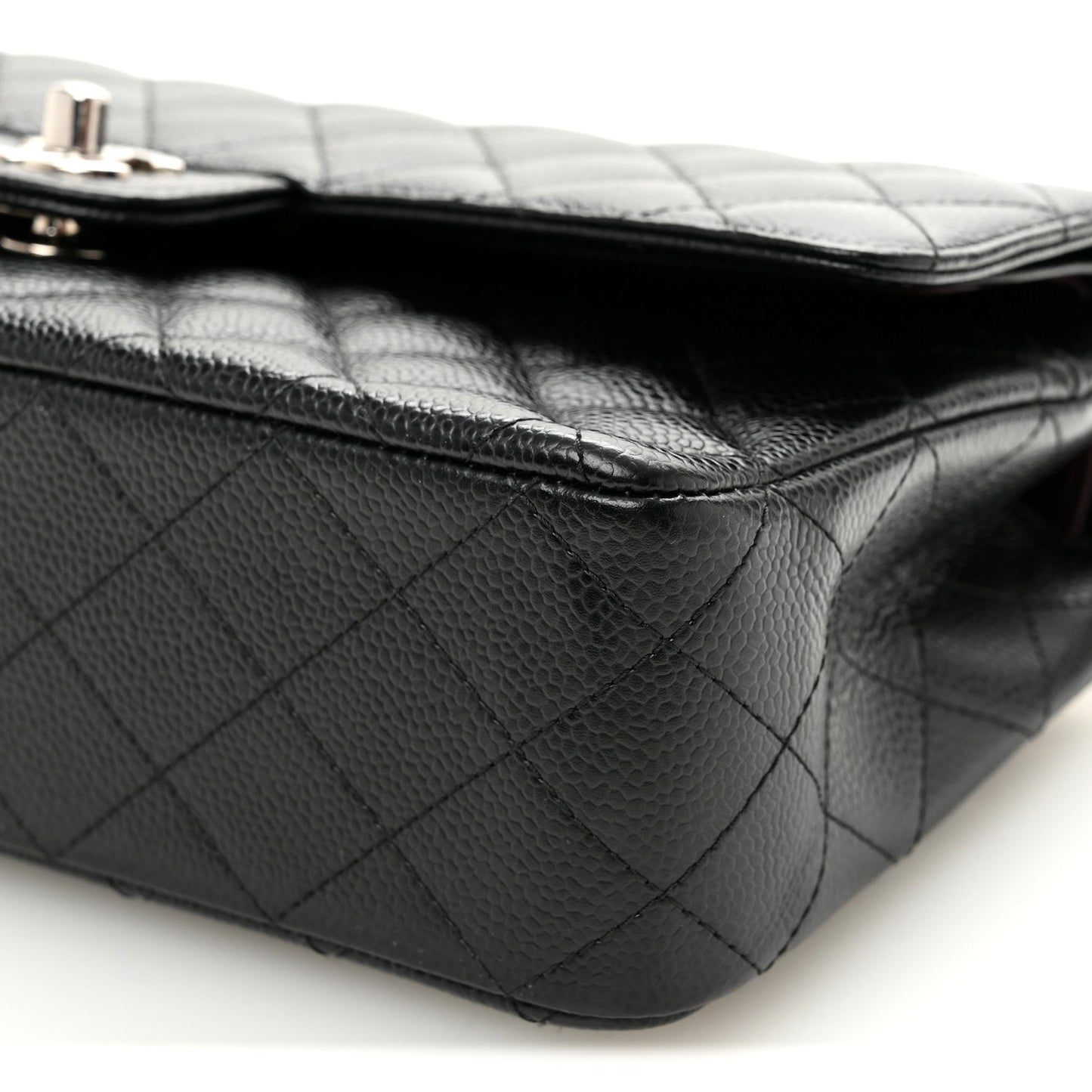 Caviar Quilted Medium Double Flap Black