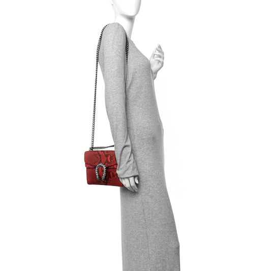 Snakeskin Mini Dionysus Shoulder Bag Red