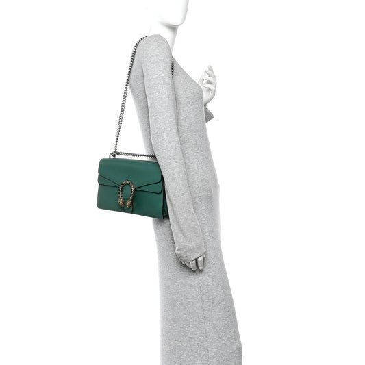 Pebbled Calfskin Small Dionysus Shoulder Bag Emerald