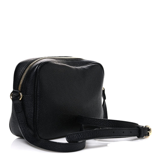 Pebbled Calfskin Small Soho Disco Bag Black