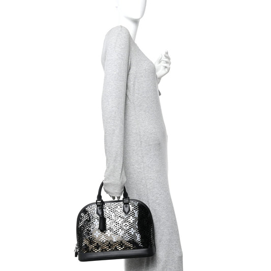 Patent Calfskin Laced Monogram Alma PM Black
