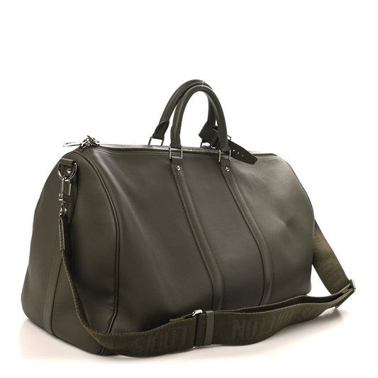 Grained Calfskin Aerogram Keepall Bandouliere 50 Khaki