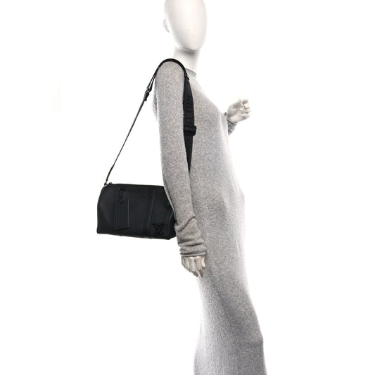 Grained Calfskin Aerogram City Keepall Black