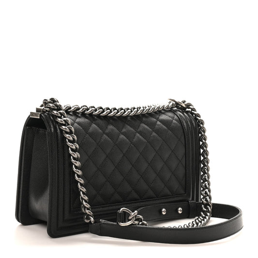Caviar Quilted Medium Boy Flap Black