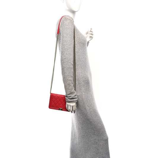 Caviar Quilted Boy Wallet On Chain WOC Red