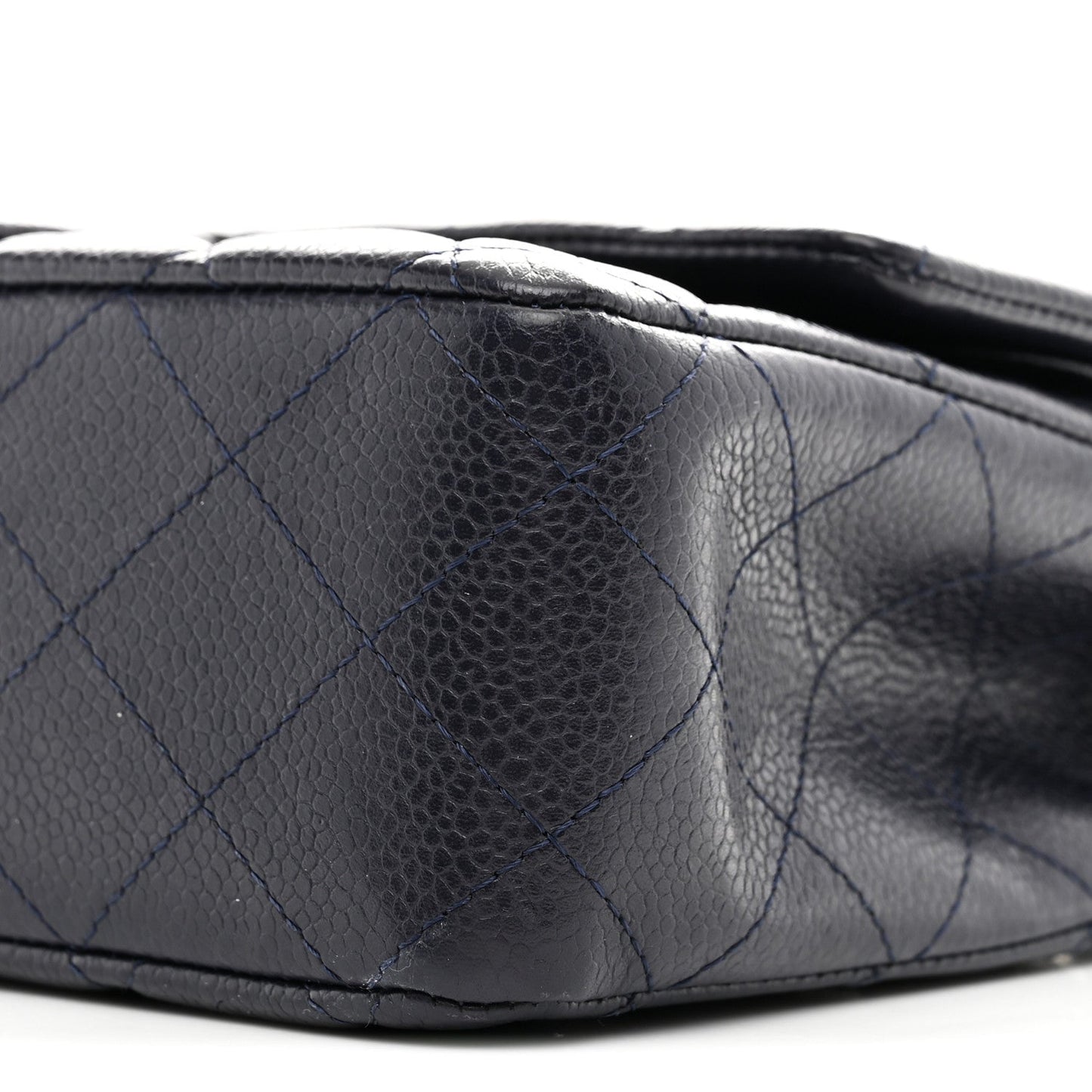 Caviar Quilted Medium Double Flap Navy