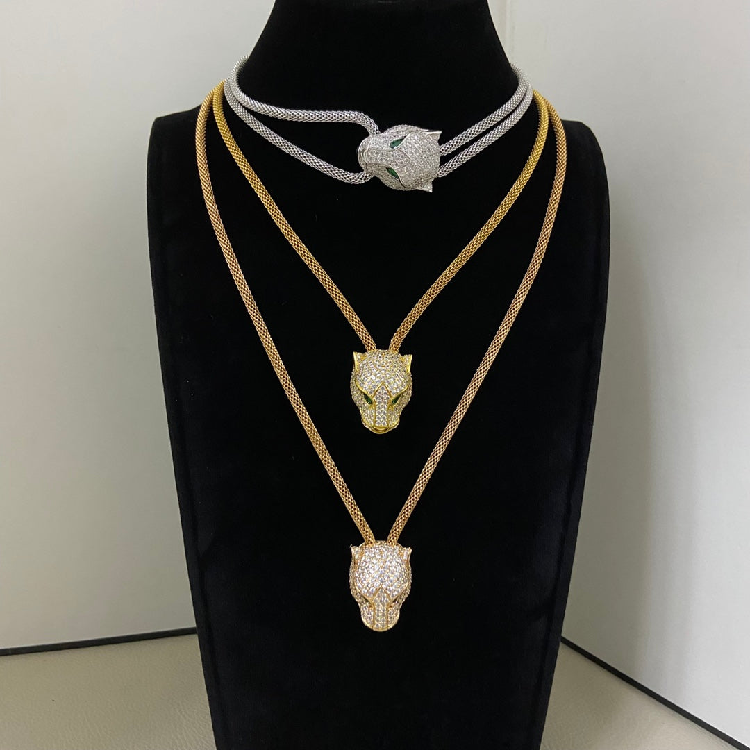 Cartier Panther Head Diamond Necklace
