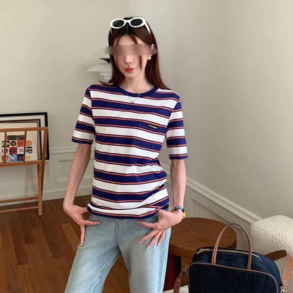 Miu Miu Strip Short Sleeve Shirt