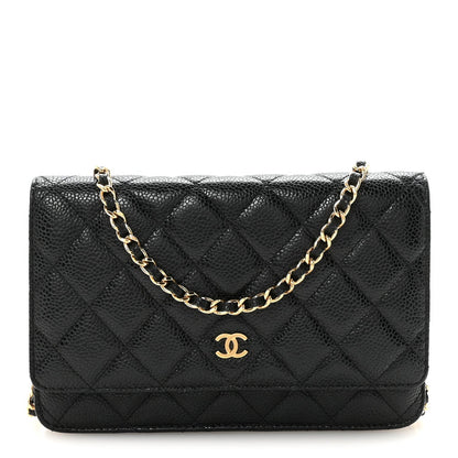Caviar Quilted Wallet On Chain WOC Black