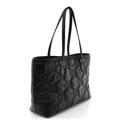 Calfskin GG Matelasse Medium Ophidia Shopping Tote Black