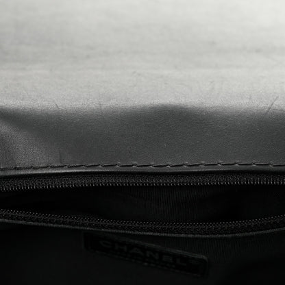 Calfskin Double Stitch Large Boy Flap Black