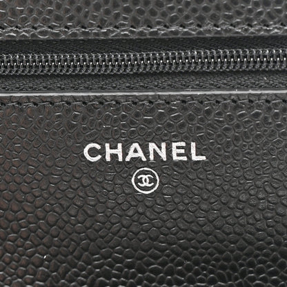 Caviar Quilted Wallet on Chain WOC Black
