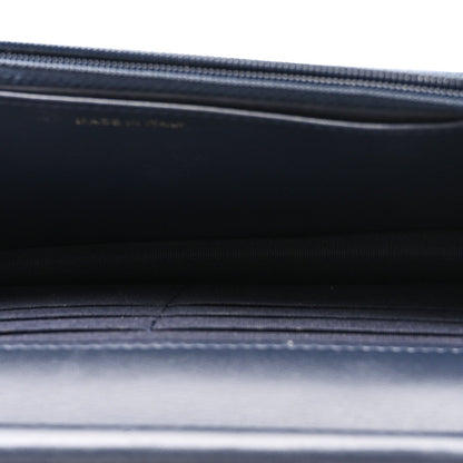 Lambskin Quilted Wallet On Chain WOC Navy