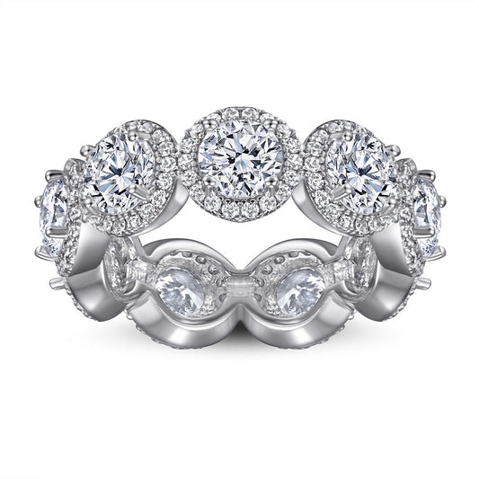 5ct Round Halo Eternity Band Moissanite Rings