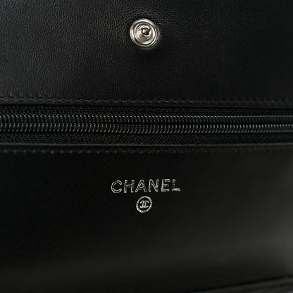 Lambskin Quilted Wallet On Chain WOC Black