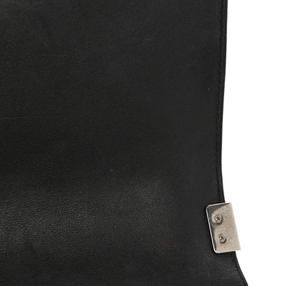 Calfskin Chevron Tweed Medium Boy Flap Black