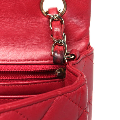 Lambskin Quilted Mini Rectangular Flap Dark Pink