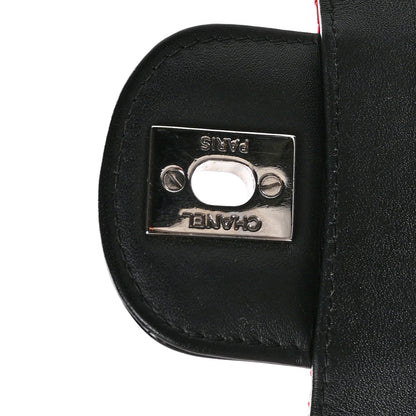 Patent Calfskin Quilted Bi-Color Medium Double Flap Black Red