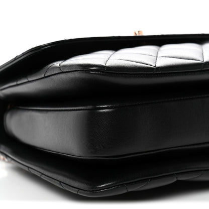 Lambskin Quilted Small Trendy CC Dual Handle Flap Bag Black