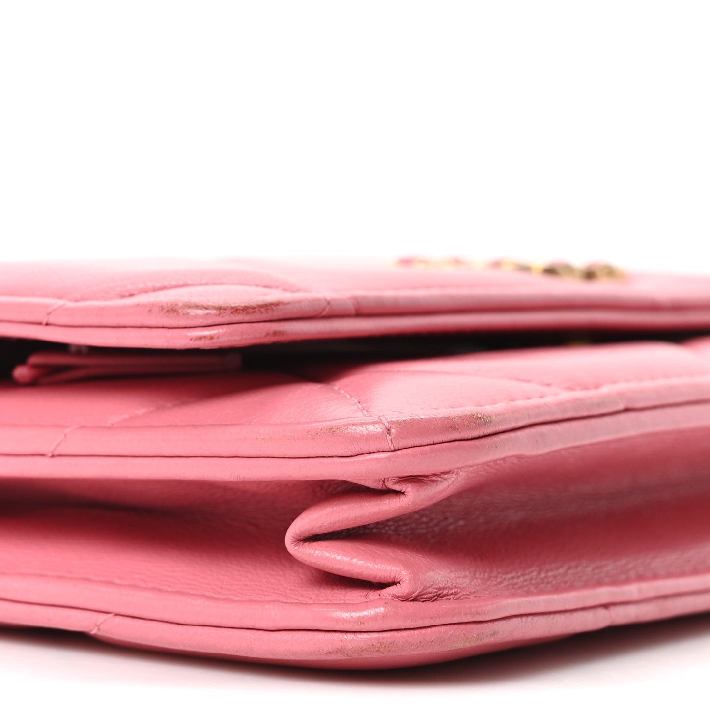 Lambskin Quilted Chanel 19 Wallet On Chain WOC Pink