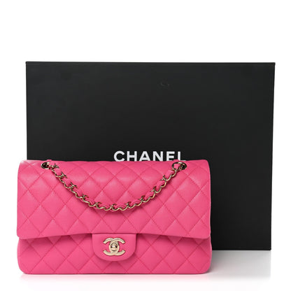 Caviar Quilted Medium Double Flap Dark Pink