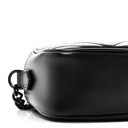 Calfskin Matelasse Monochrome Small GG Marmont Chain Shoulder Bag Black