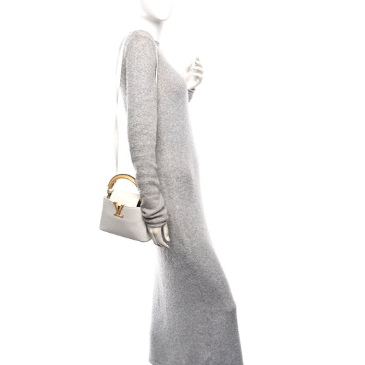 Iridescent Ostrich Capucines Mini White Gold