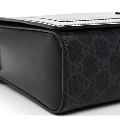 GG Supreme Monogram Appia Calfskin Web Crossbody Bag Black Grey