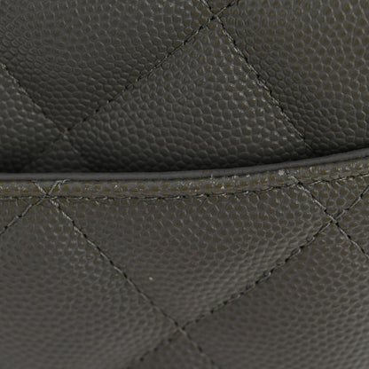 Caviar Quilted Jumbo Double Flap Grey