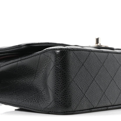 Caviar Quilted Medium Double Flap Black