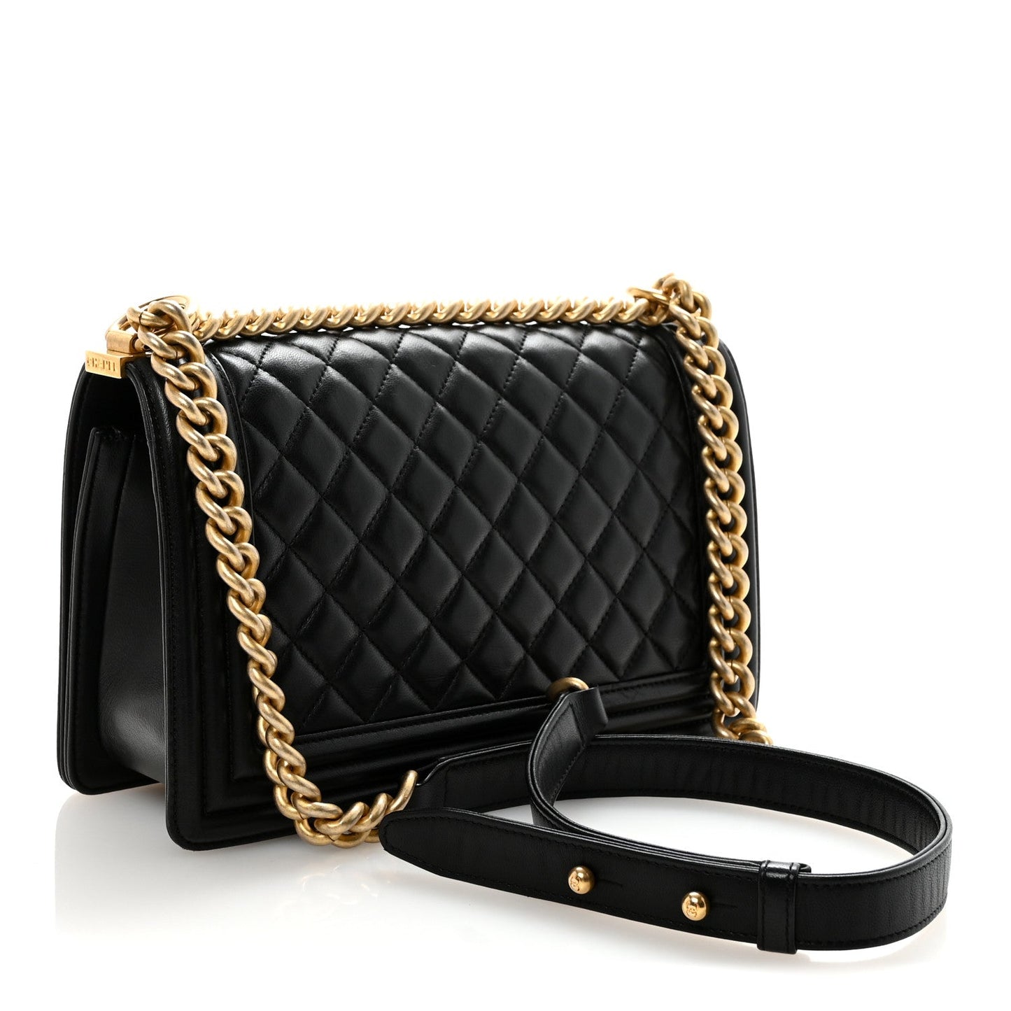 Lambskin Quilted Medium Boy Flap Black