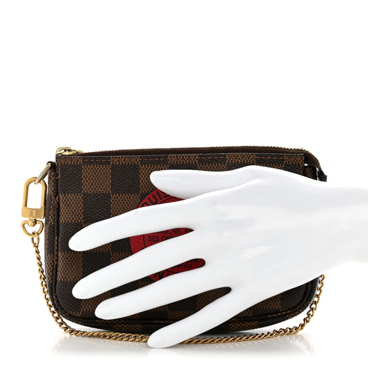 Damier Ebene Complice Trunks and Bags Mini Pochette Accessories Red