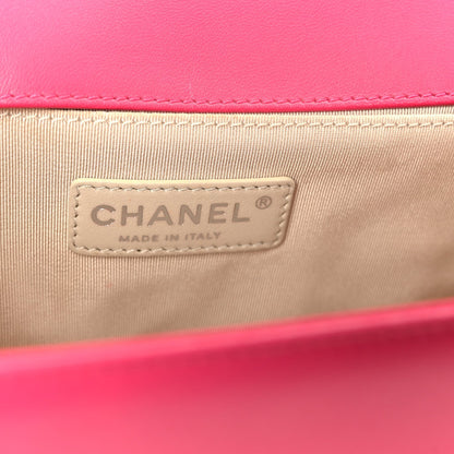 Lambskin Quilted Medium Boy Flap Dark Pink