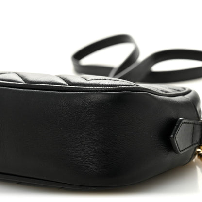Calfskin Matelasse Mini GG Marmont Chain Shoulder Bag Black