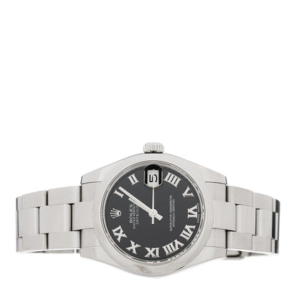 Stainless Steel 31mm Oyster Perpetual Datejust Watch Black Roman 178240