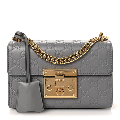 Guccissima Small Padlock Shoulder Bag Grey