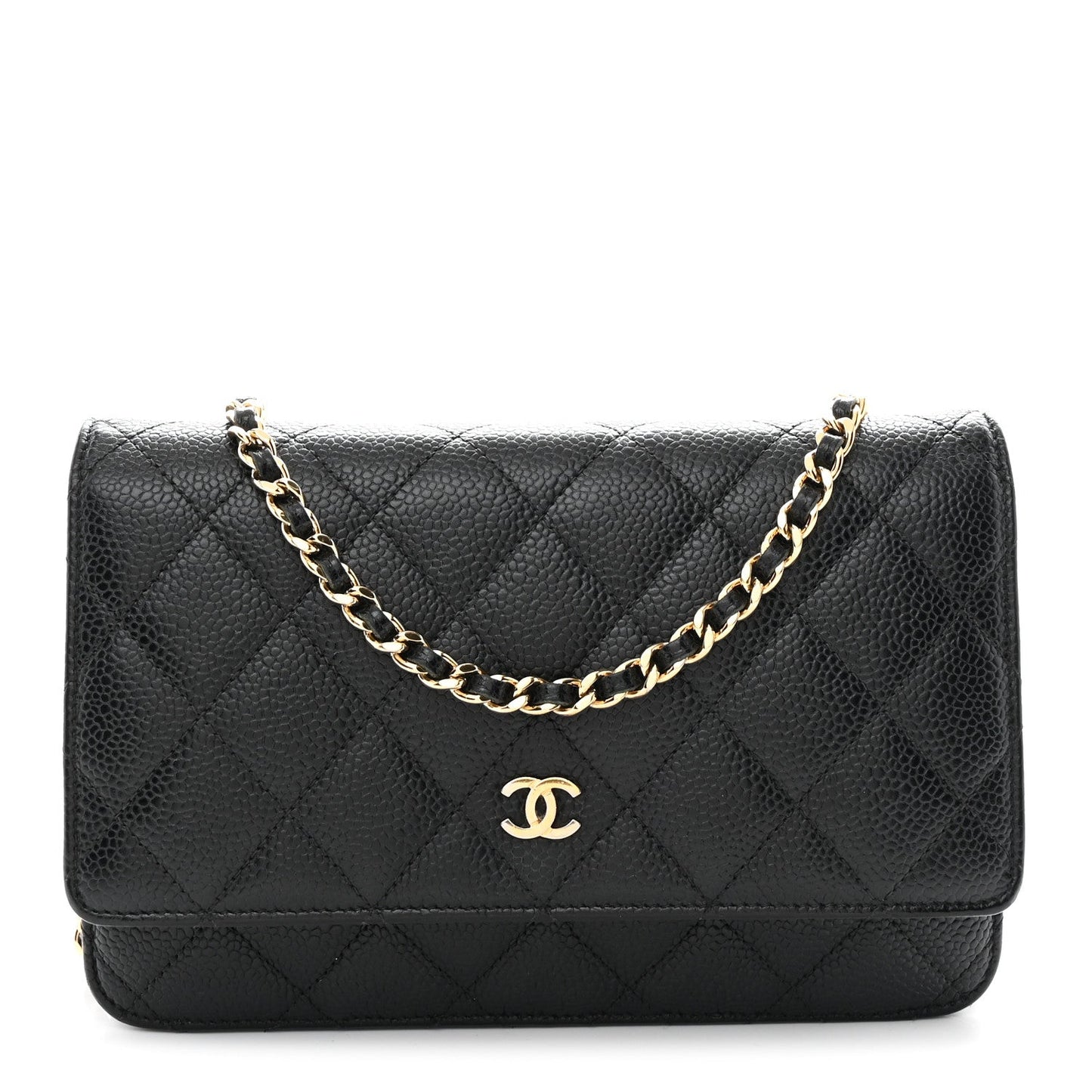 Caviar Quilted Wallet on Chain WOC Black