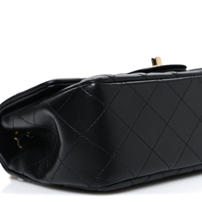 Lambskin Quilted Mini Rectangular Flap Black