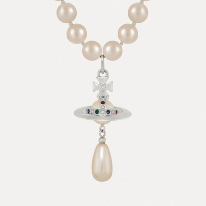 Vivienne Westwood One Row Pearl Drop Choker Necklace Earrings