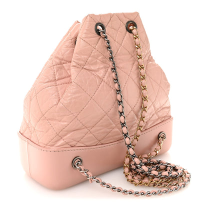 Aged Calfskin Quilted Small Gabrielle Backpack Pink