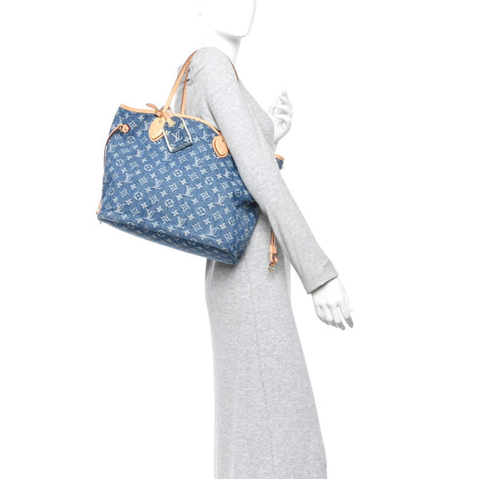 Monogram Denim Neo Neverfull MM Blue
