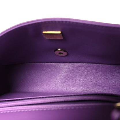 Lambskin Quilted Mini Rectangular Flap Purple