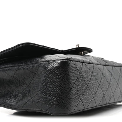 Caviar Quilted Medium Double Flap Black