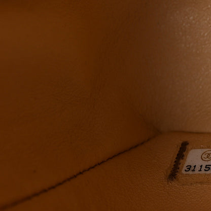 Caviar Quilted Medium Double Flap Beige